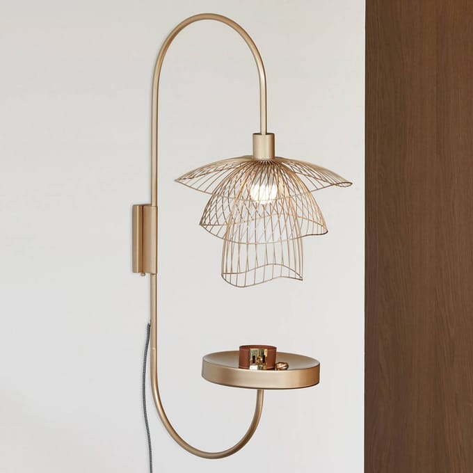 Forestier wandlamp Papillon XS, crème, metaal, E14