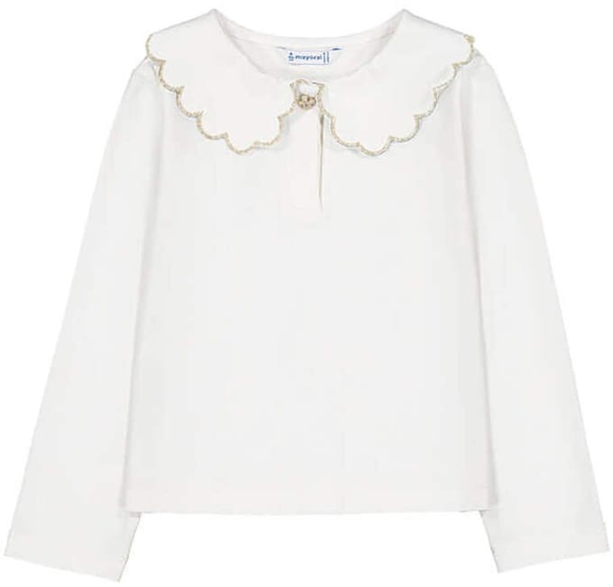 MAYORAL L/s Basic Polo Tops & T-shirts Meisjes - Shirt - Gebroken wit - Maat 92