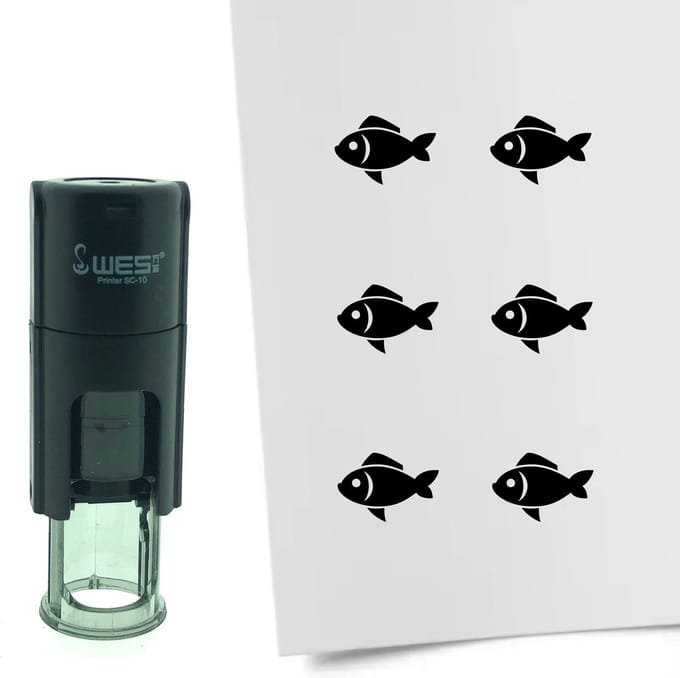 CombiCraft Stempel Vis 10mm rond - Zwarte inkt