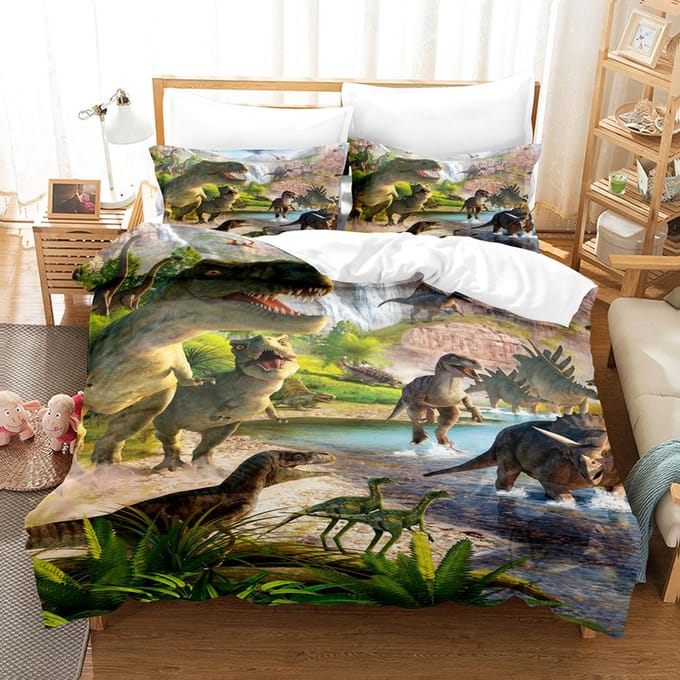 3D De Dinosaurus Beddengoed Sets Dekbedovertrek Set Met Kussensloop Twin Full Queen King Beddengoed Bedlinnen EU Double(200x200cm)