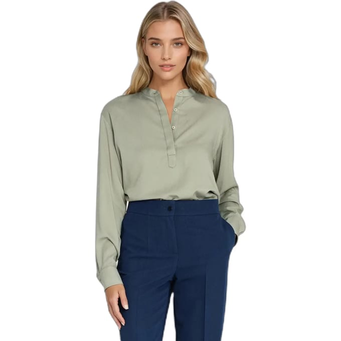 Vrouwen polo blouse van viscose met hoge kraag Nife