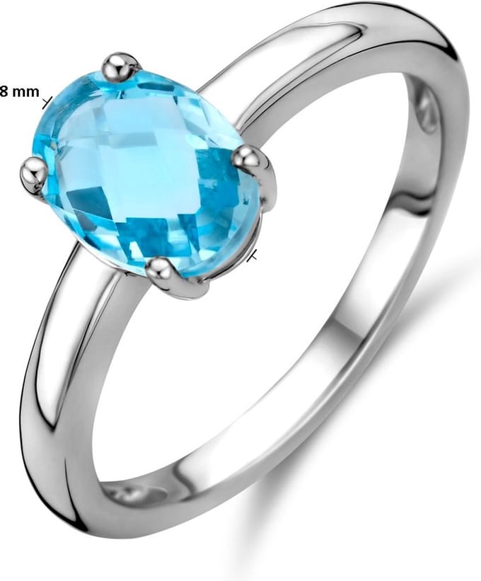 Gerhodineerd Zilver Ring Blauw Topaas 1336960