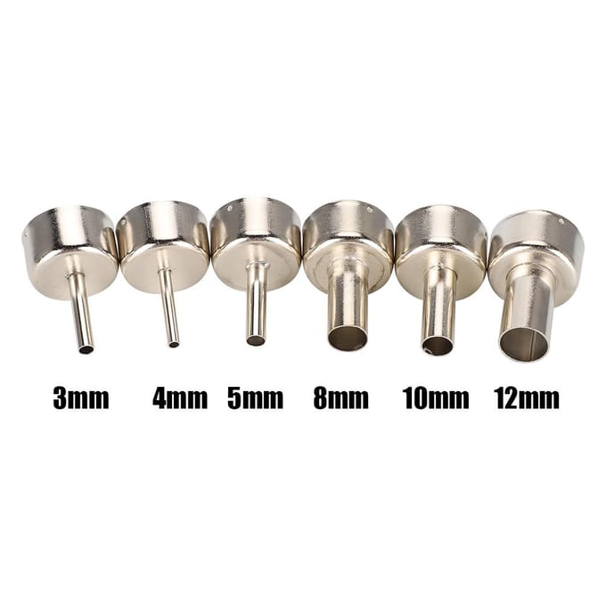 6 stuks Heteluchtpistool Mondstuk 858 Heteluchtpistool SMD Rework Station Accessoire 34581012mm
