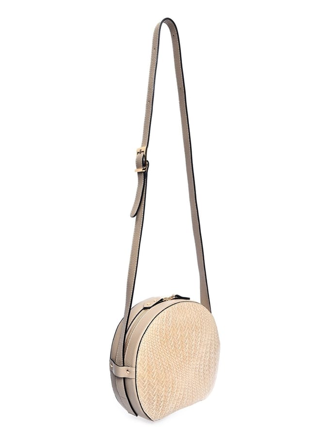 Roberta M Beige Rundleer Tas