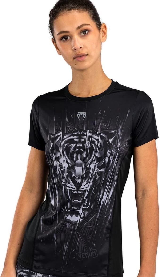 Venum Tiger Dames Dry Tech T-Shirt Zwart Zilver - M