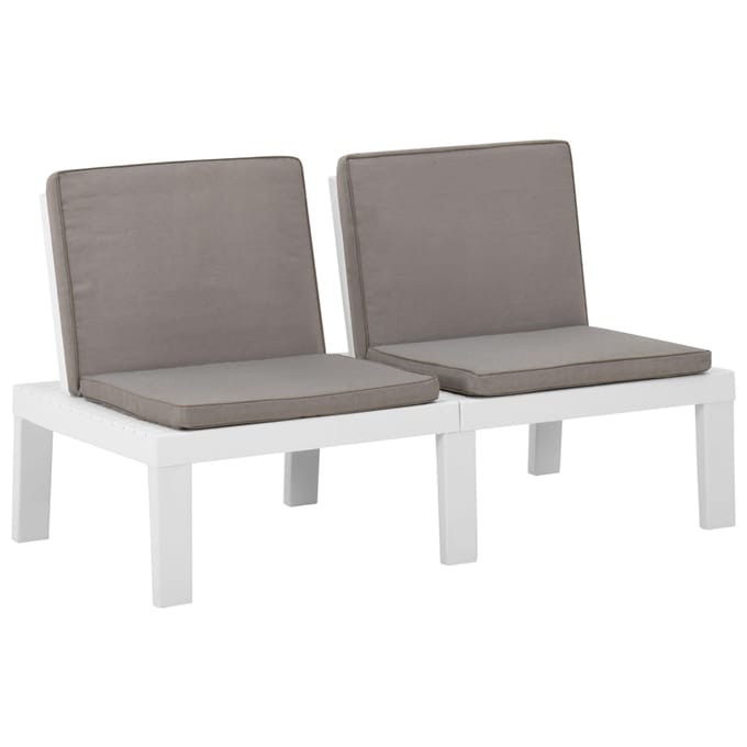 vidaXL - Loungebank - met - kussen - kunststof - wit
