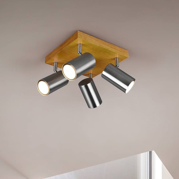 Trio Lighting Marley plafondspot, mat nikkel, 4-lamps