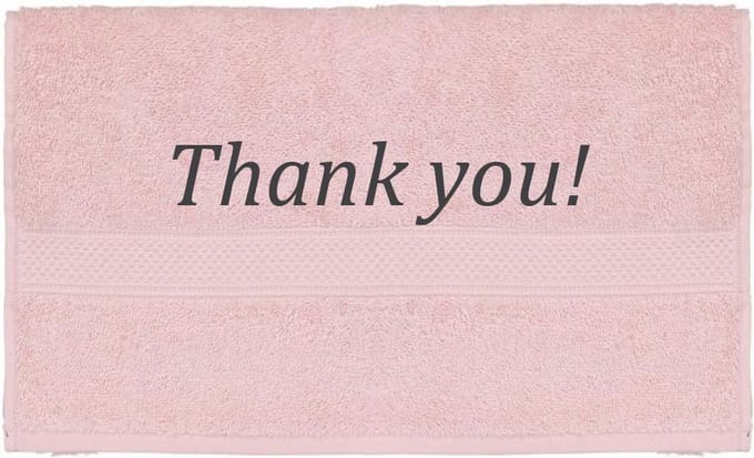 Handdoek - Thank you - 100x50cm - Roze