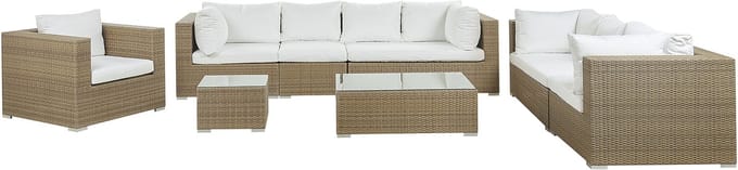 MAESTRO - Loungeset voor 8 - Lichtbruin - PE rotan