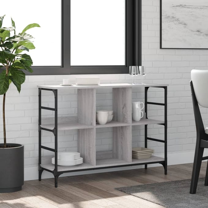 vidaXL - Dressoir - 102x32x73,5 - cm - bewerkt - hout - grijs - sonoma - eikenkleurig