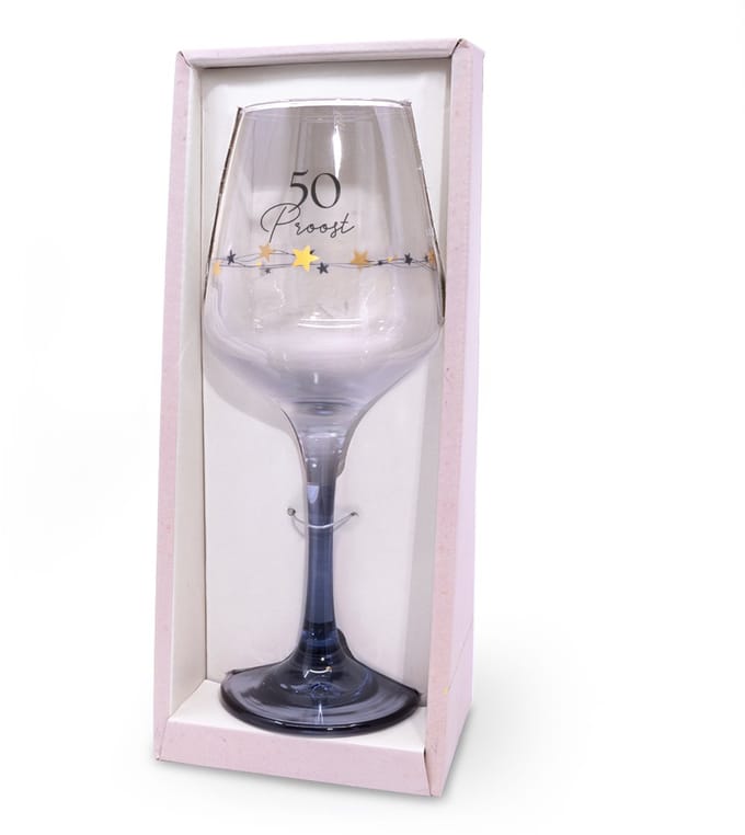 Sparkling wijnglas | Thema: 50 Jaar | Inhoud: 350ml | Kleur: Blauw