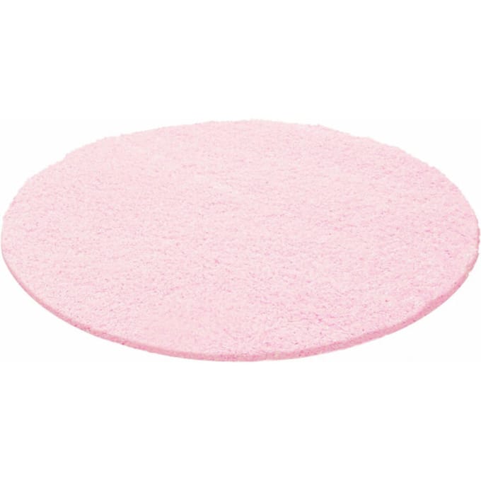 Muratap Basic rond shaggy vloerkleed roze hoogpolig- 120 cm rond