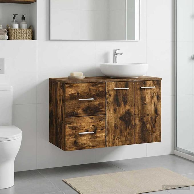 vidaXL - Badkamerkast - Tussenin - Gerookt - eiken - 30 - x - 41 - x - 50 - cm