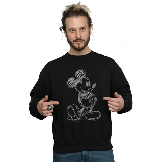 Disney Heren Mickey Mouse Sketch Kick Sweatshirt (Zwart)
