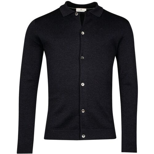 Thomas Maine Vest Button Cardigan Polo Collar Half Milano Knit Navy / male