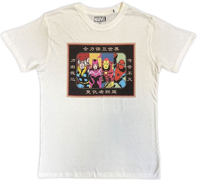 Marvel The Avengers - Framed Japanese Heren Tshirt - M - Wit