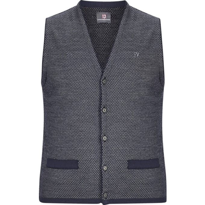 Jan Vanderstorm herren Gebreide Bodywarmer - 68/70 - donkerblauw - Plus Size