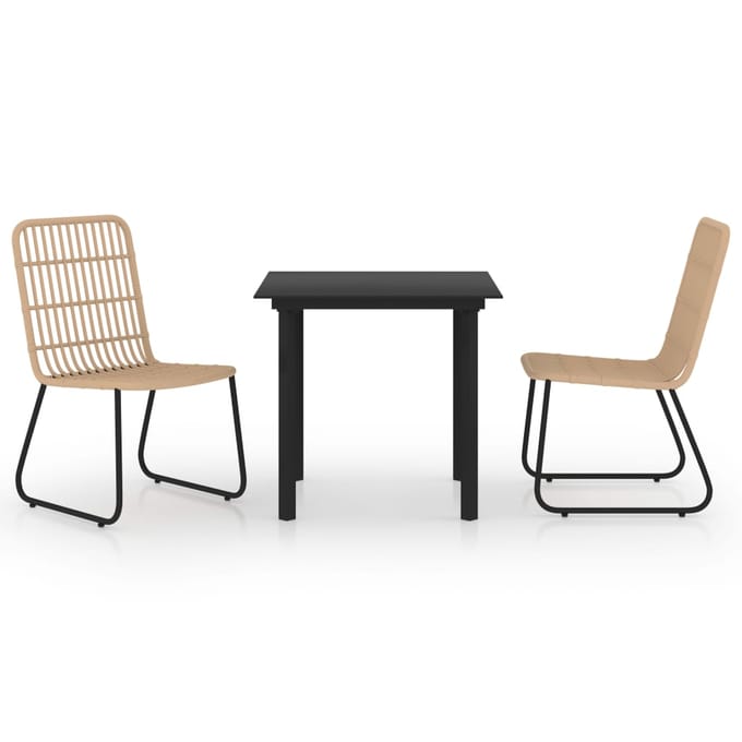 vidaXL - 3-delige - Tuinset - poly - rattan - en - glas