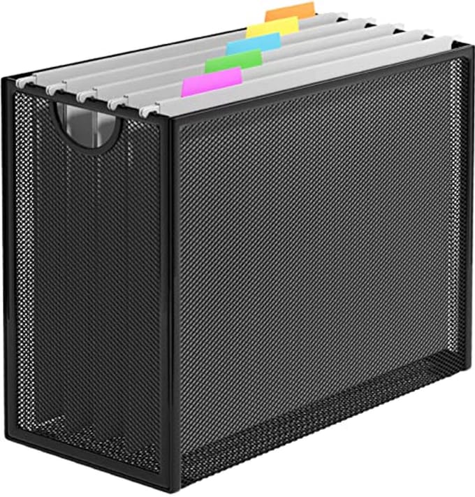 Opknoping File Organizer voor Letter-Size Documenten - Metalen Gaas Bureau Map met 5 Hangende Mappen