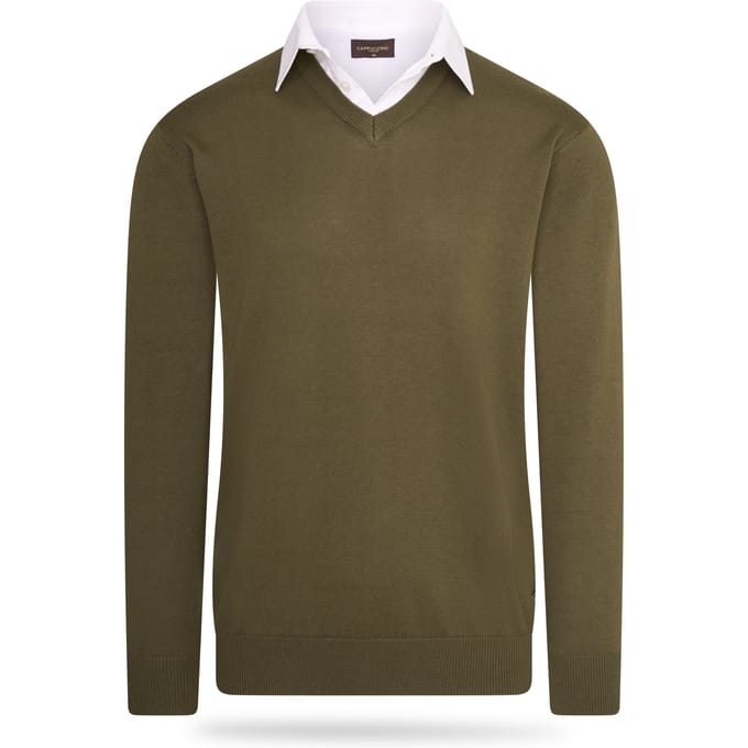 Cappuccino Italia - Heren Trui Pullover Mock - Groen - Maat M