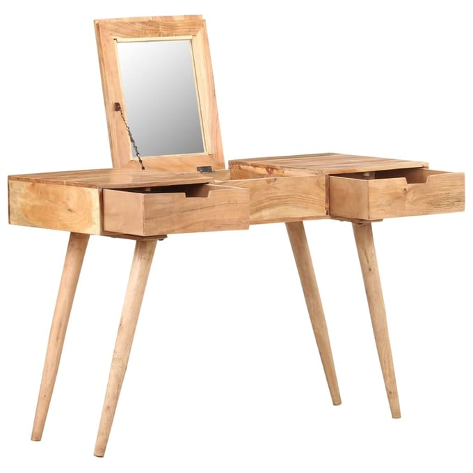 vidaXL - Kaptafel - met - spiegel - 112x45x76 - cm - massief - acaciahout