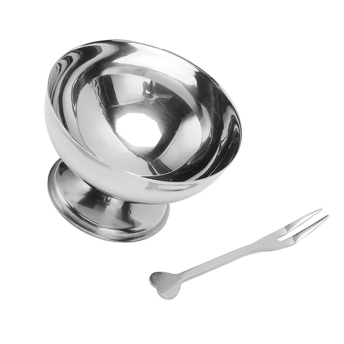 1 Set Coupe à Glace en Acier Inoxydable Délicate Réutilisable Bol à Glace pour Dessert Salades Pudding gray
