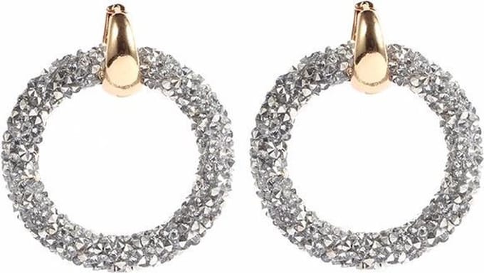 Ronde oorbellen Crystal Gold Silver