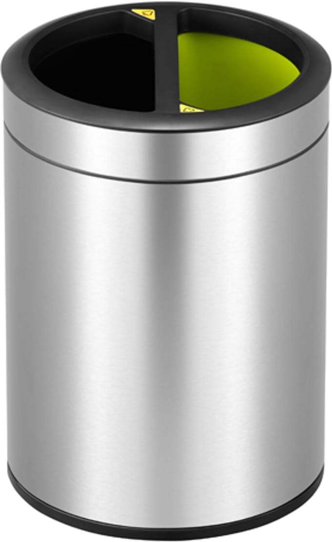 EKO - Round Open Top Bin 5+5 liter - Stainless steel Polypropylene - mat RVS - Prullenbak