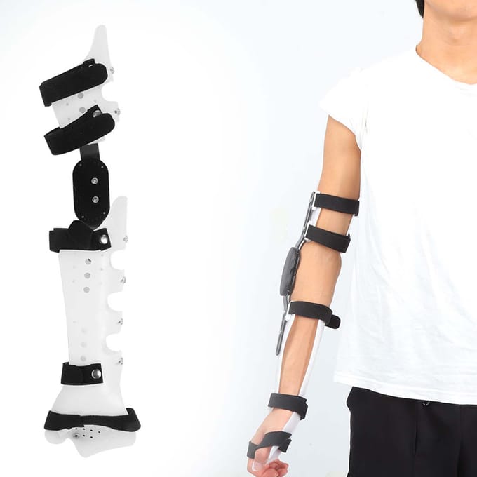 Orthèse de coude fixe réglable Orthèse corrective Protecteur de fracture du bras Support post-opératoire white