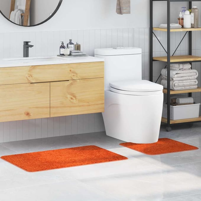 vidaXL - Antislip - Badmat - Set - 2 - st - Oranje - 50 - x - 50 - cm - PP