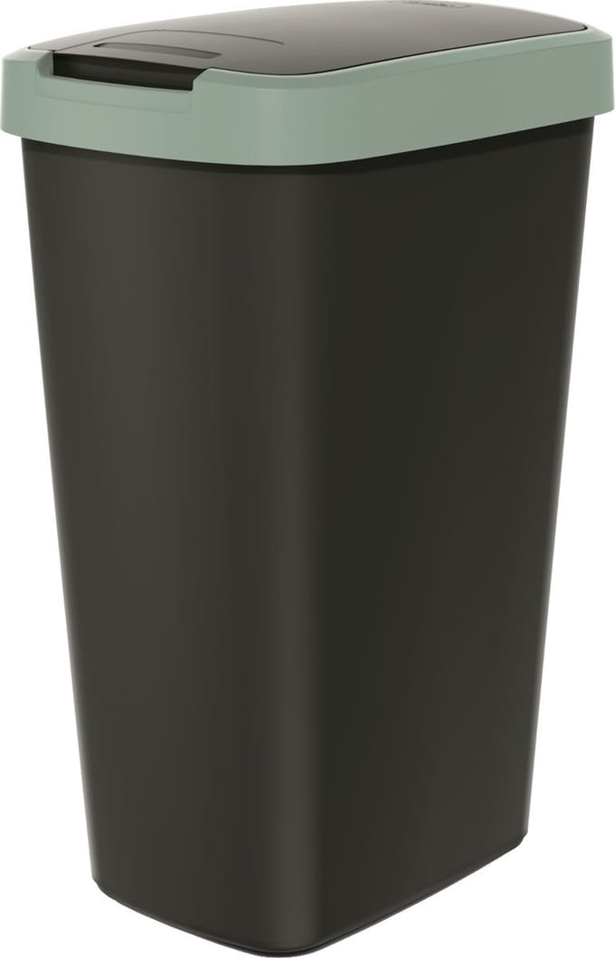 Prosperplast - Prullenbak / Afvalbak 45L - Zwart met lichtgroen frame