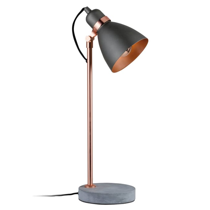 Neordic LED-tafellamp Orm E27 max. 20W Grijs, Koper mat Metaal, Beton