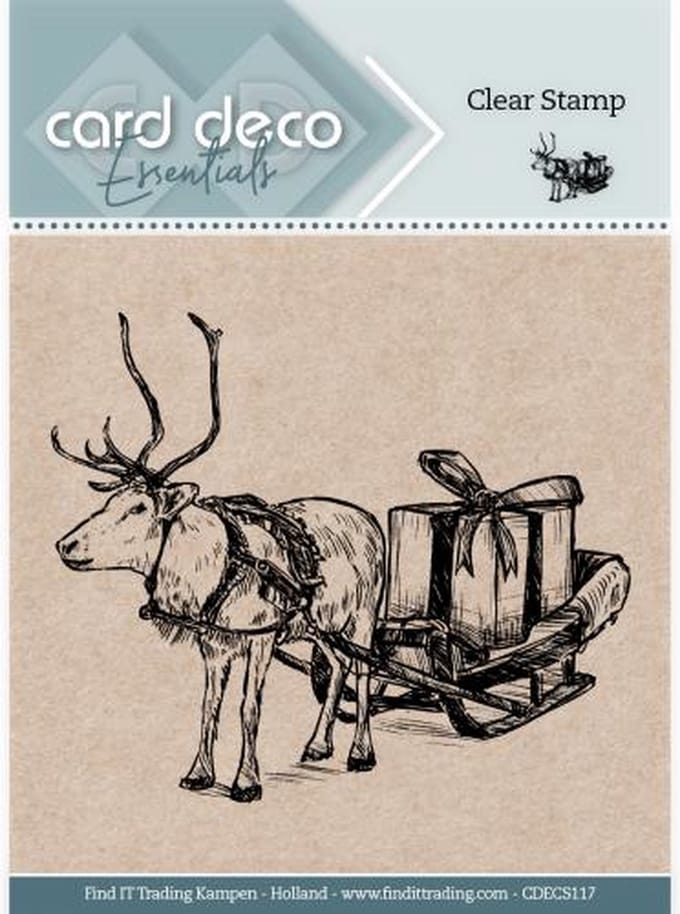 Card Deco Essentials Clear Stamps - Reindeer with Sleigh