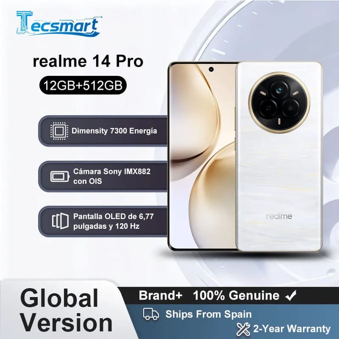 Globale versie Realme 14 Pro 5G smartphone, 5G Dimensity 7300 processorchipset, Sony IMX882 camera met OIS-scherm 12Gb 512Gb Gray