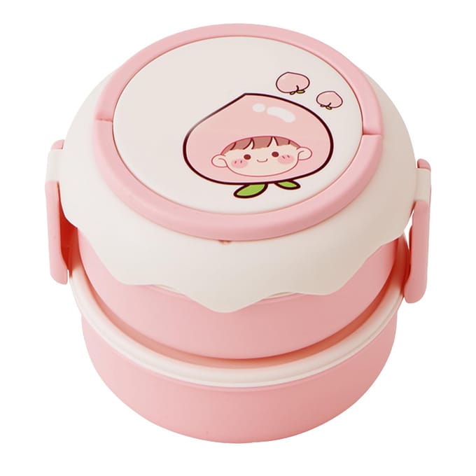 Stapelbare lunchbox Leuke cartoon fruitstijl Dubbele lagen handvatontwerp Student Bento Box voor white
