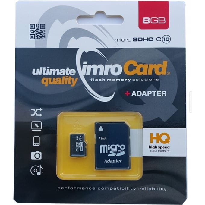 IMRO CARD 8GB Micro SDHC-geheugenkaart + SD-adapter