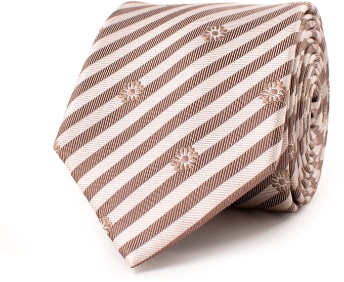 TRESANTI | GREGORIO | Silk tie with a striped and floral pattern | Beige