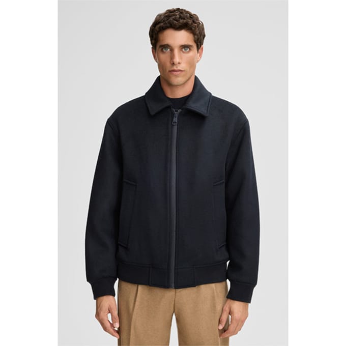 Wollen blouson, donkerblauw