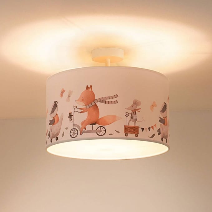 Duolla Plafondlamp Ferdi Kids, textiel, wit, bont