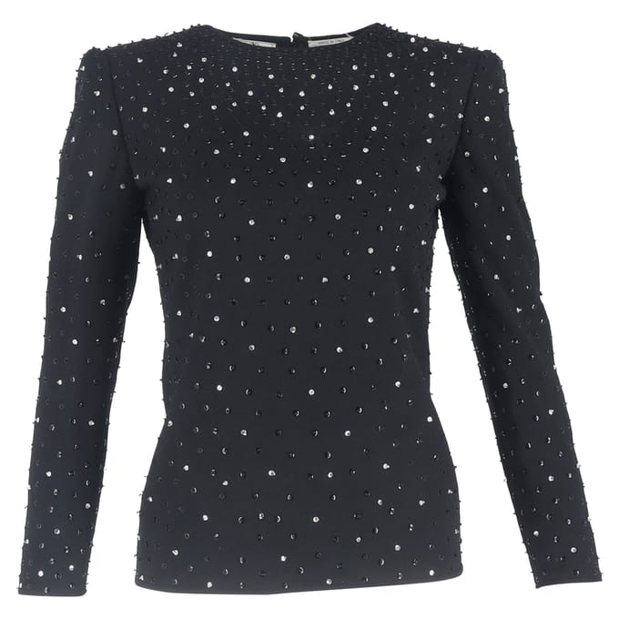 Valentino Garavani top met lange mouwen en versieringen in zwart polyester