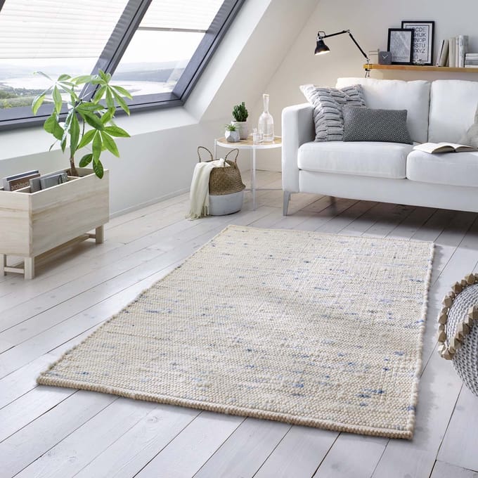 Wollen vloerkleed - Oslo crème/blauw 200x240