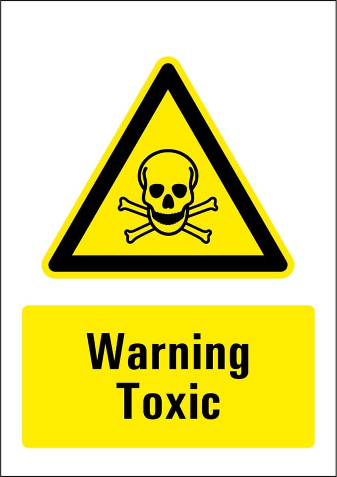 Warning toxic sticker 210 x 297 mm
