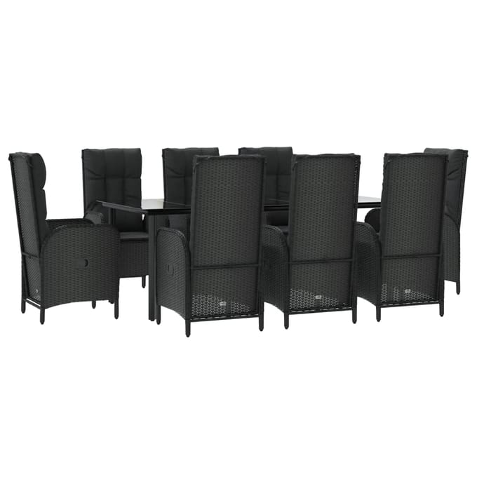 vidaXL - 9-delige - Tuinset - poly - rattan - zwart