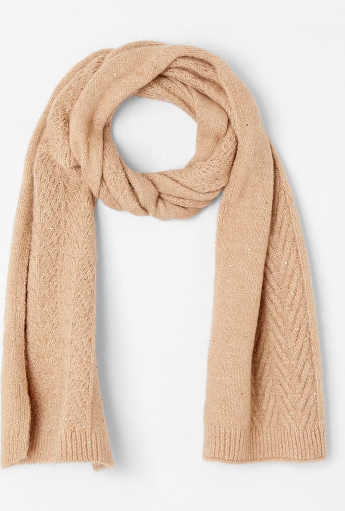 Damart - Sjaal kabelgebreid met wol - Dames - Beige - Eén maat