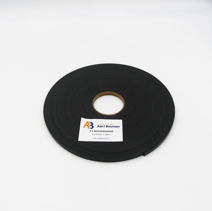 Glasband 9 x 3mm antraciet - rol 25m