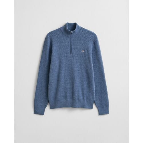 Gant Trui Mini Cable Half Zip Denim Blue / male