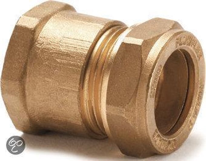 "Messing knel schroefbus 22mmx3/4"" binnendraad"