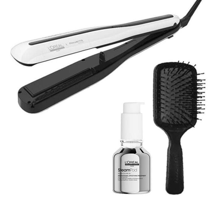 L'Oréal Professionnel Steampod 3.0 + 3-in-1 Smoothing Treatment + Borstel