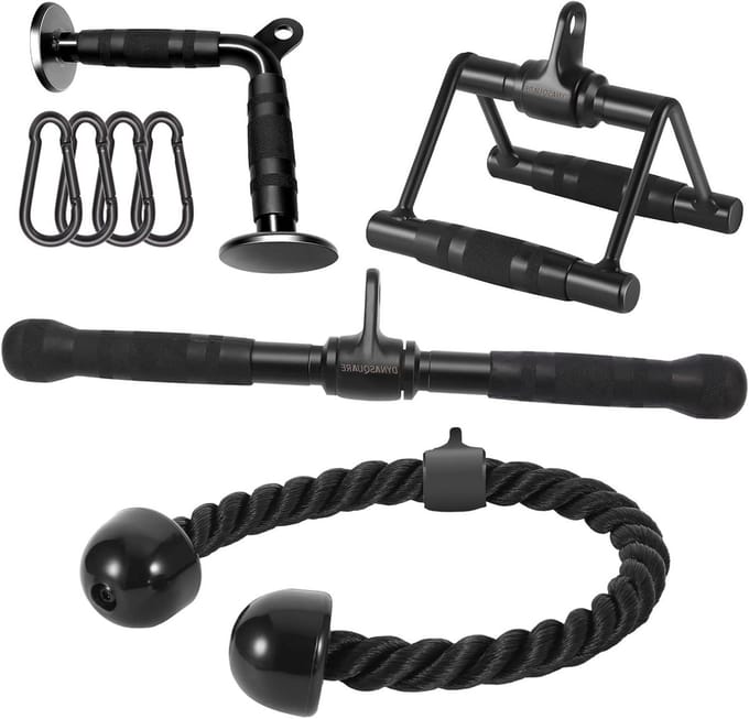 Fitness Accessoires Set - Kabelmachine Accessoires - Kracht Training - Universeel Ontwerp - Set van 4 - Zwart