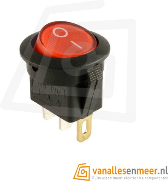 Schakelaar aan/uit rond rood verlicht 250V